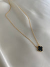 Black Onyx Leaf Clover Necklace