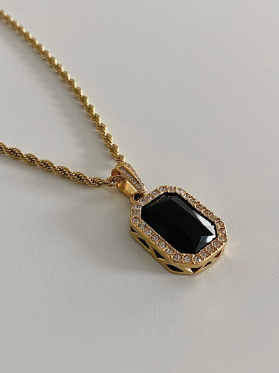 Midnight Rectangle Pendant Necklace