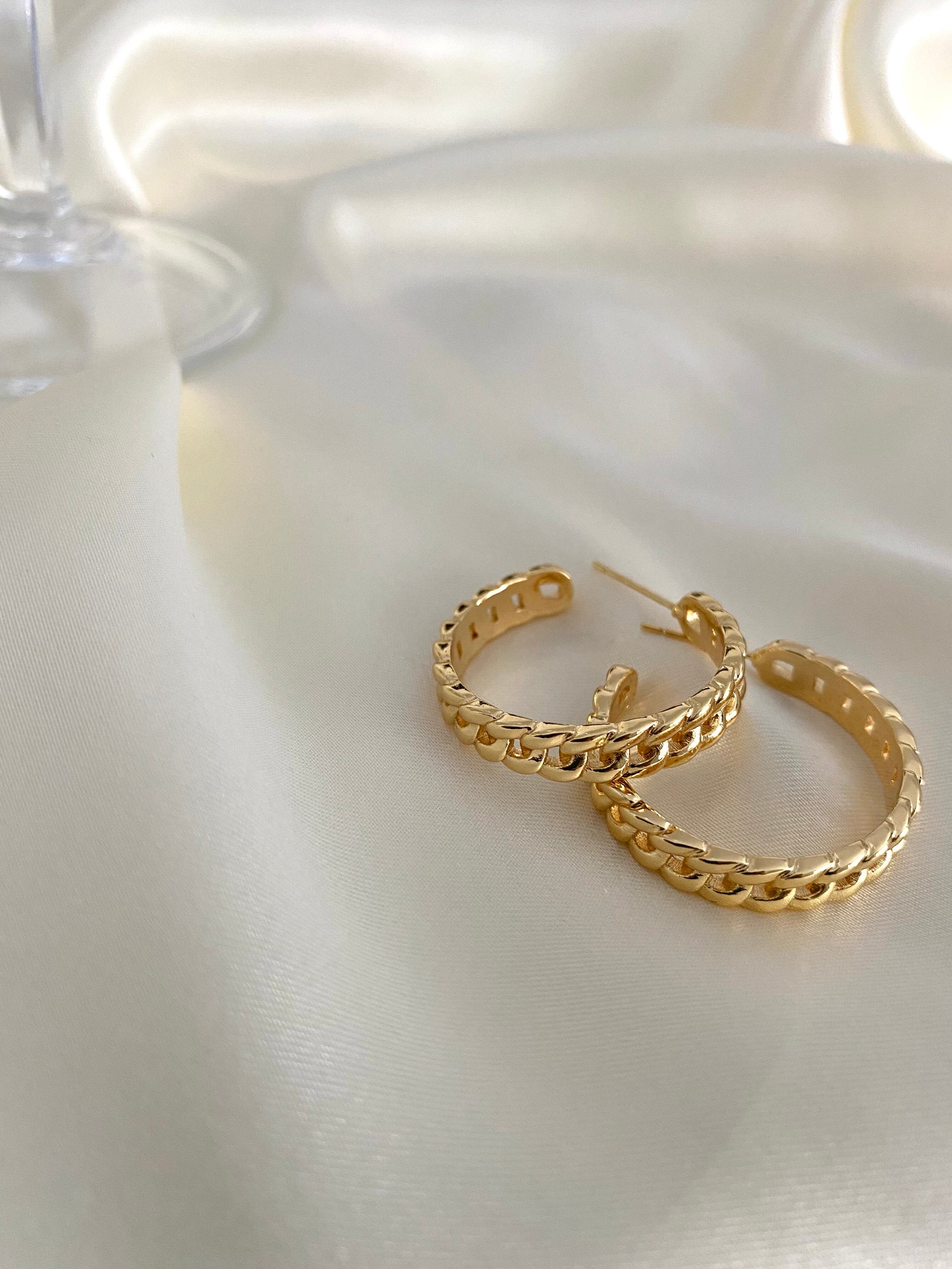 Gold Chain Hoop Earrings