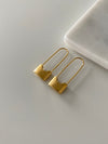 Gold Lock Safety Pin Earrings