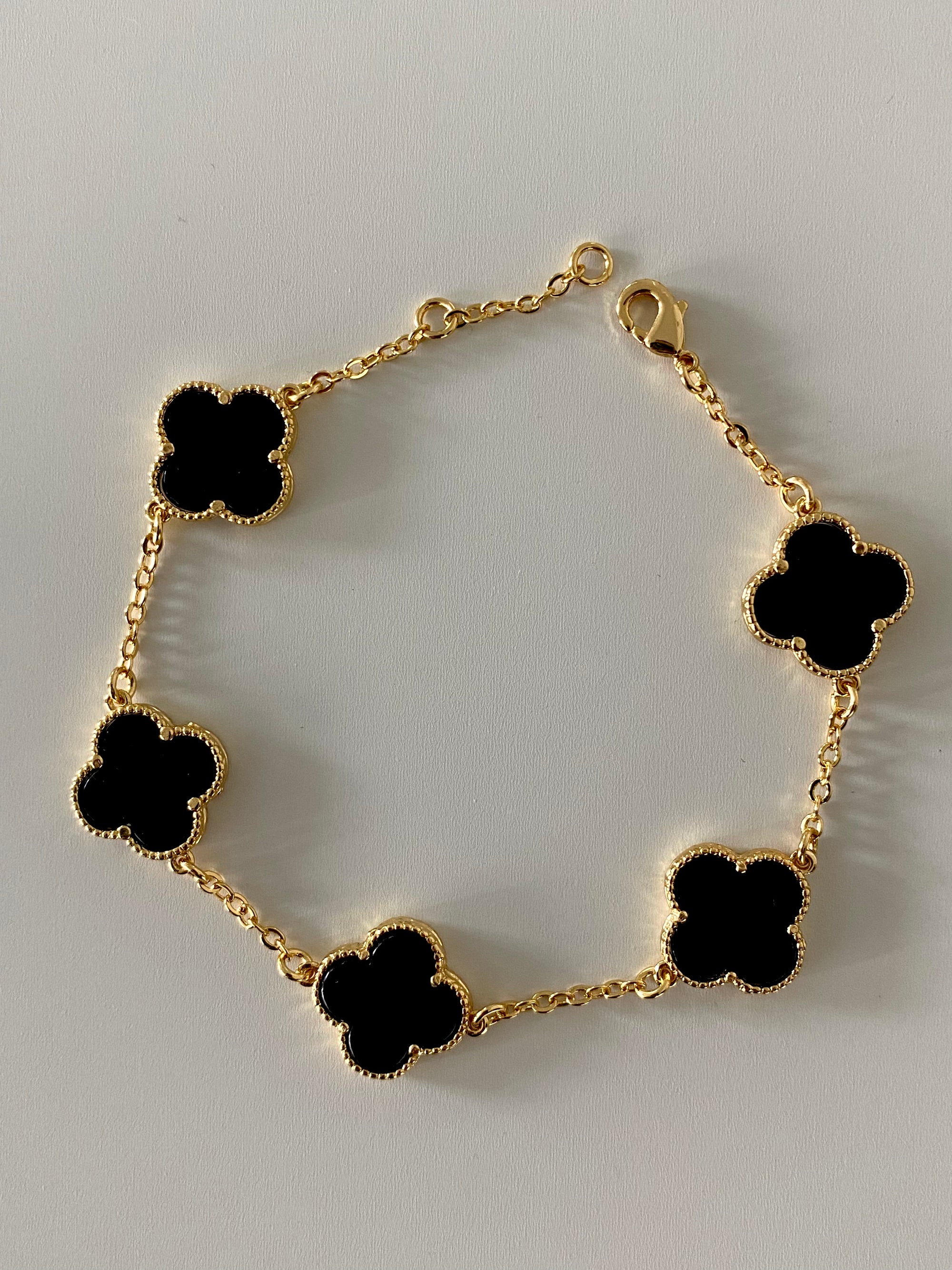 Black Leaf Clover Bracelet