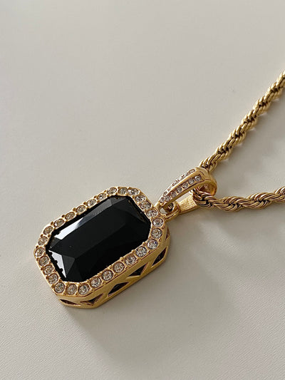 Midnight Rectangle Pendant Necklace