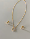 White Leaf Clover Necklace & Earring Set