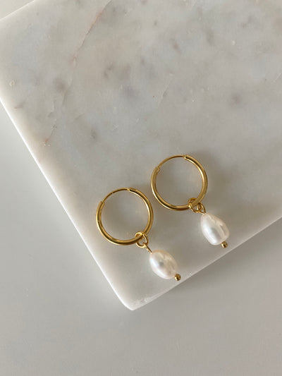 Nora Pearl Gold Hoops