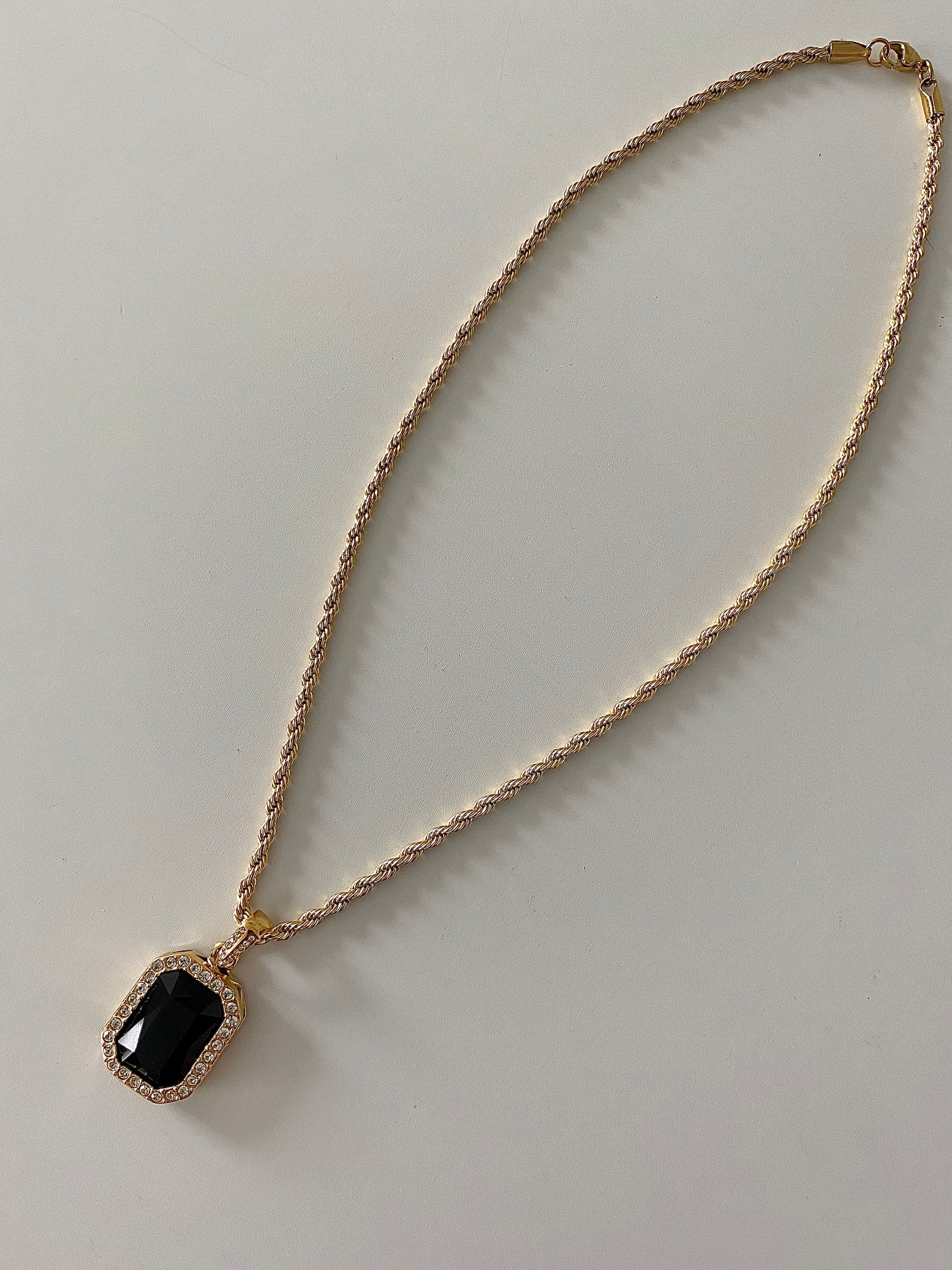 Midnight Rectangle Pendant Necklace