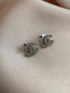 CC Silver Stud Earrings