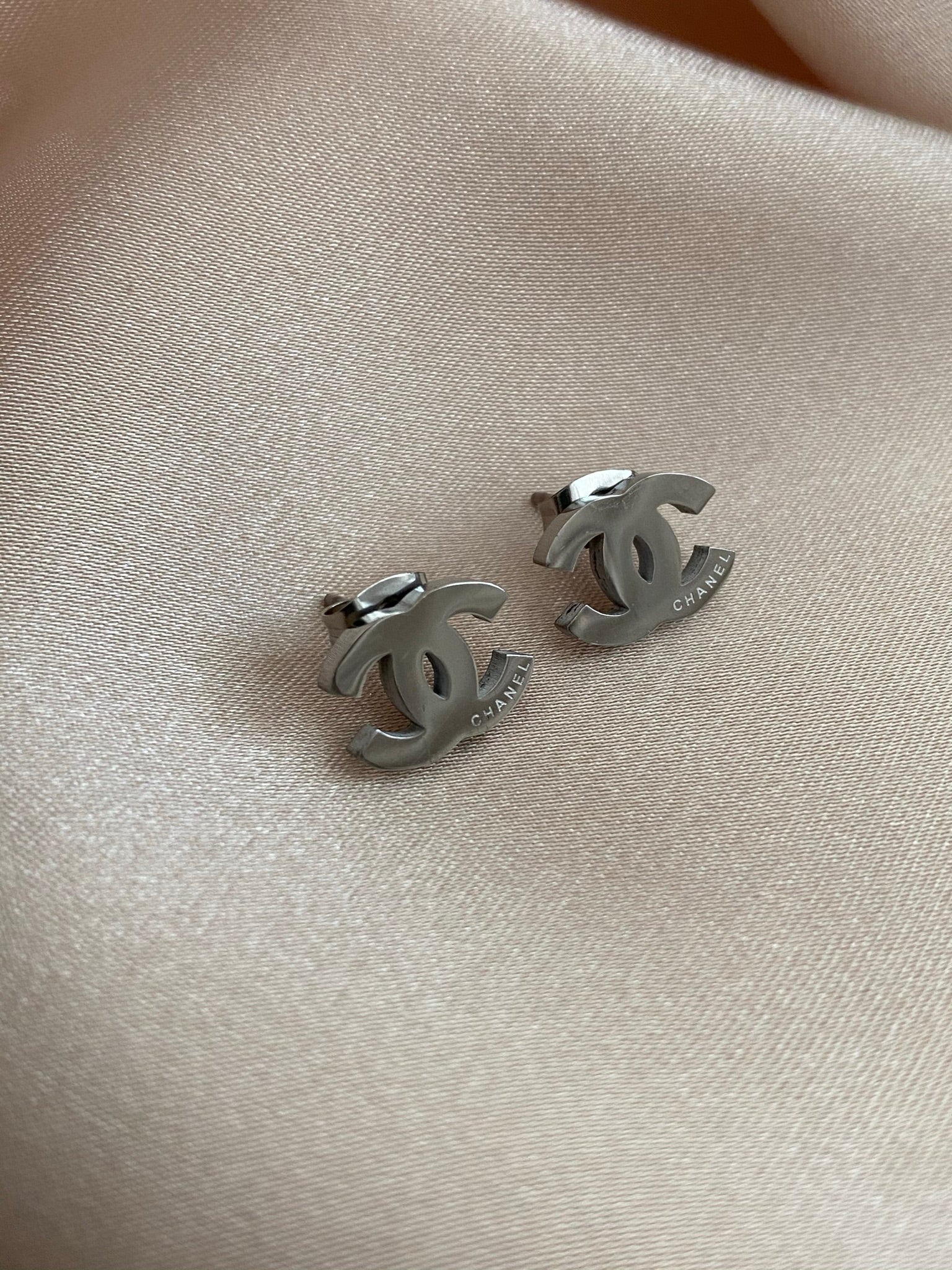 CC Silver Stud Earrings