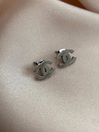 CC Silver Stud Earrings