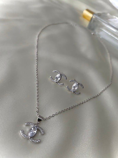 Luxury Silver Necklace & Earring Set