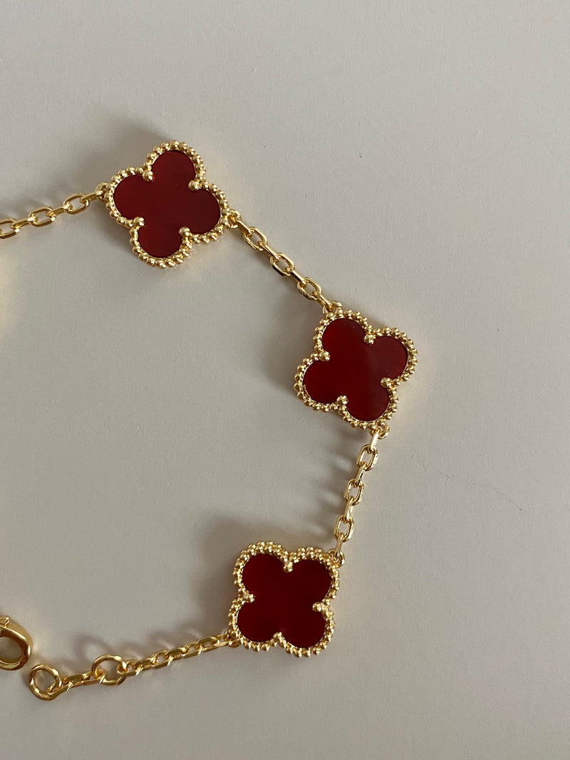 Burgundy Leaf Clover Bracelet