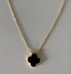 Black Onyx Leaf Clover Necklace