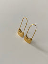 Gold Lock Safety Pin Earrings