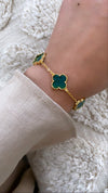 Emerald Green Leaf Clover Bracelet