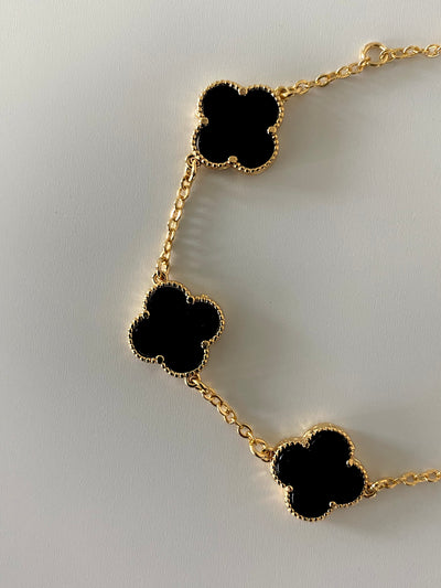 Black Leaf Clover Bracelet