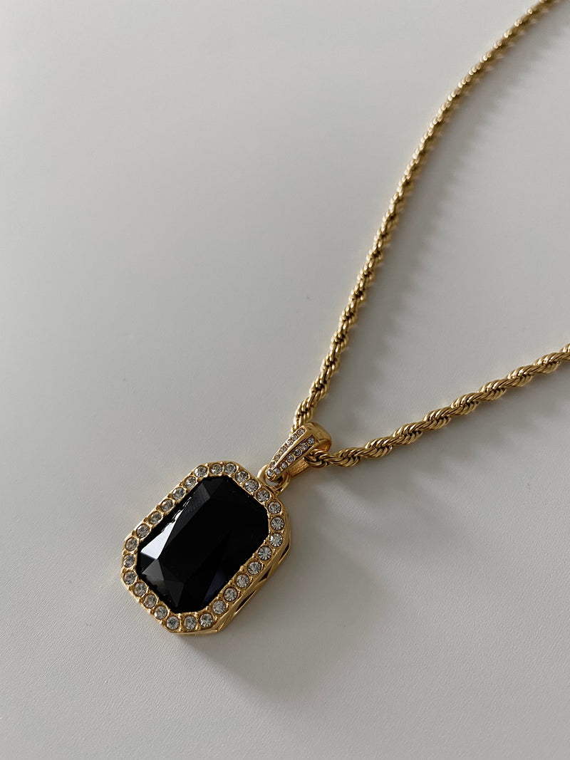 Midnight Rectangle Pendant Necklace